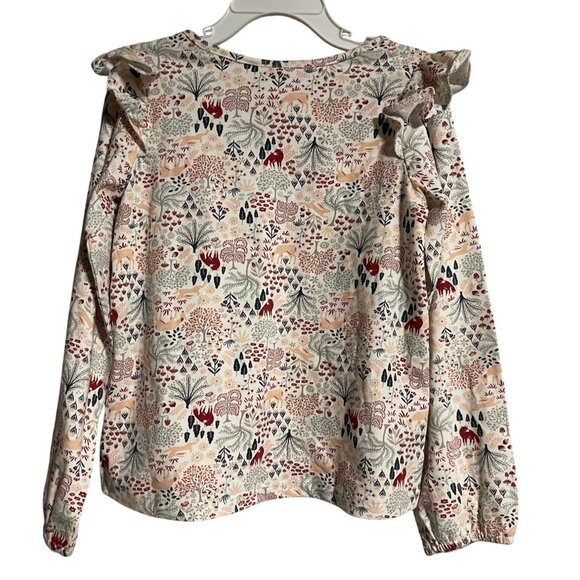 Rachel Zoe Girls Floral Long Sleeve Top Size 5T Woodland Print Ruffle Detail - Picture 4 of 6